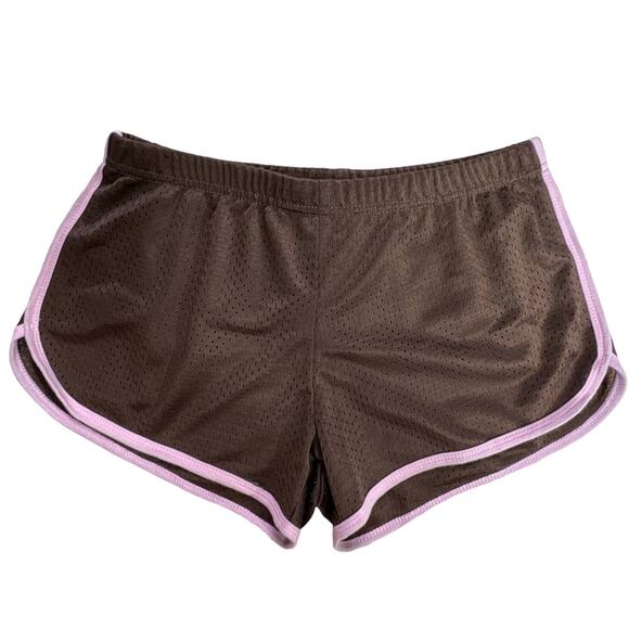 Miami Style Sport Perforated Folly Beach Running Shorts Brown Pink Size Large - Picture 1 of 8